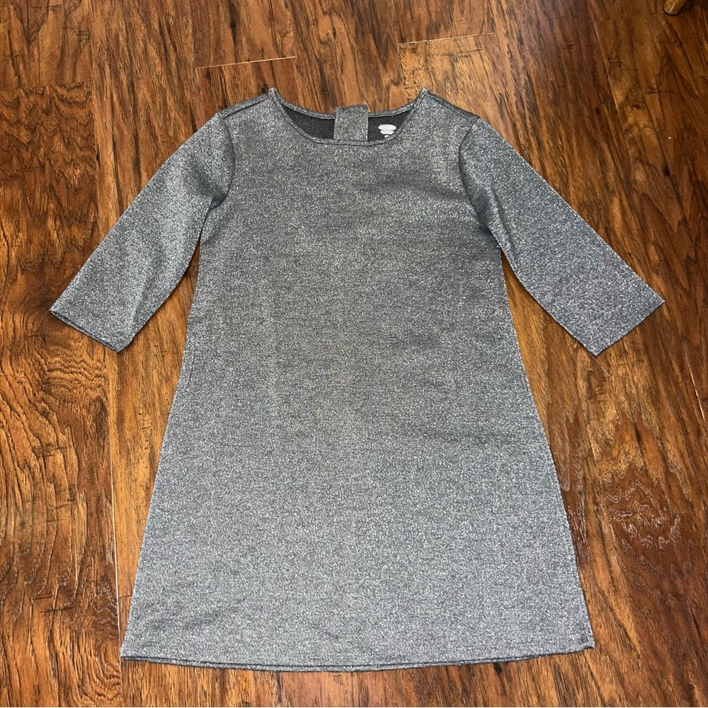 Old Navy Gray Sheath Dress 3/4 Sleeve Crew Neck